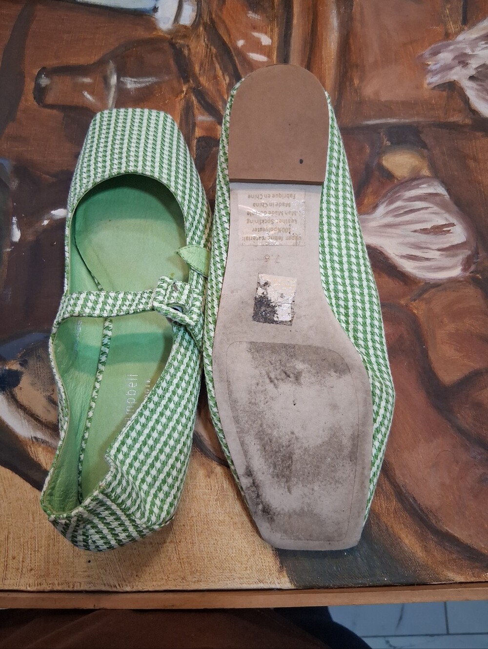 Jeffrey Campbell Green Houndstooth Mary Jane Flats - Picture 3 of 9
